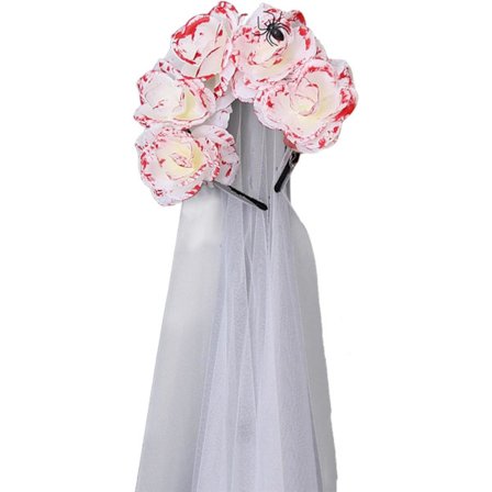 Halloween-slør med rosebånddiadem, gotisk brudeslør, de dødes dags diadem