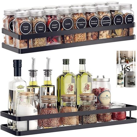 2-pak krydderihylde til køkken, vægmonteret krydderihylde, pladsbesparende krydderiopbevaring, ideel til opbevaring og organisering 40 * 12 * 5,5 cm{