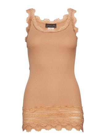 Silk Top W/ Lace T-shirts & Tops Sleeveless Rosa Rosemunde*Betinget Tilbud