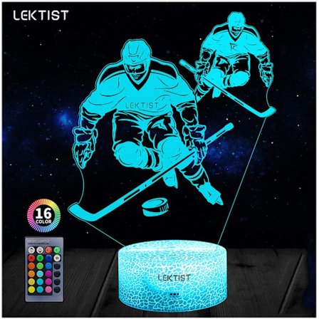 Hockey Sports 3D Illusion Lamp 16 Färgförändrande Hockey Desk