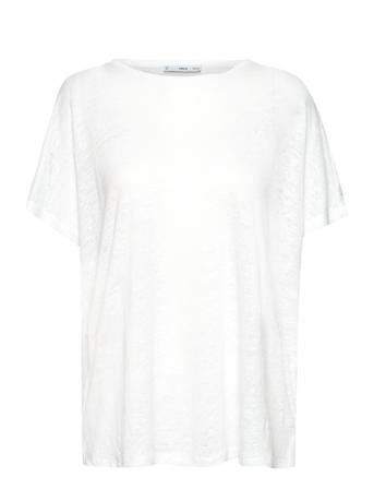 Over D Linen T-Shirt Tops T-shirts & Tops Short-sleeved White Mango