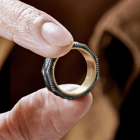 Pearce Punctum Vintage and Gold-tone Ring for Men - Steel rings