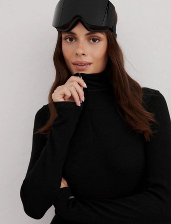 aim ́n Ribbed Wool Half Zip - Black - M