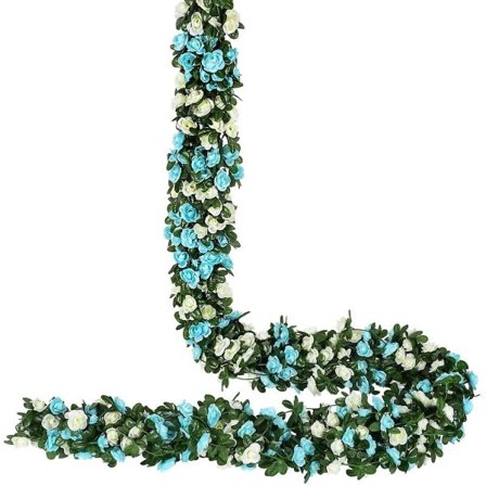 Konstgjord liten rosranka i blått och vitt