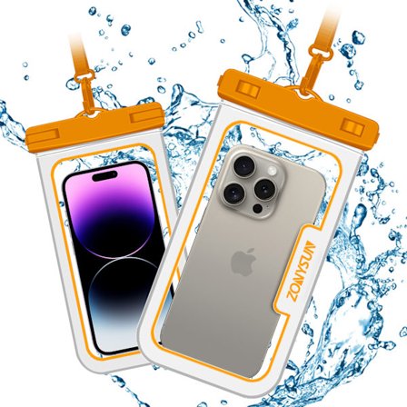 RY-Svømmetilbehør Telefon Vandtæt Pose IPX8 Mobiltelefon Vandtæt Taske kompatibel med Vandsport For iPhone 11 Orange+White