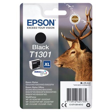 EPSON Bläckpatron T1301, C13T13014012, Stag, DURABrite Ultra-bläck, svart, singelförpackning, hög kapacitet - Lyreco - Toner och bläck - Bläckpatroner