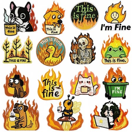 Roliga Stryk-på-märken, Sy På/Stryk På Broderade Märken Applikation för Kläder, Klänning, Hatt, Jeans, DIY Tillbehör - 15 st