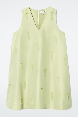 COS Women's Embellished Mini Shift Dress in Green
