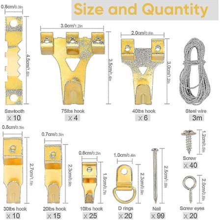 Rammehake-sett med skruer, stabilt og slitesterkt (250 deler)