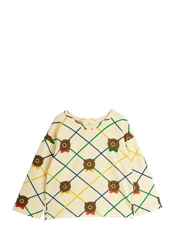Mini Rodini Bear Check Aop Ls Tee - Cream - 80/86