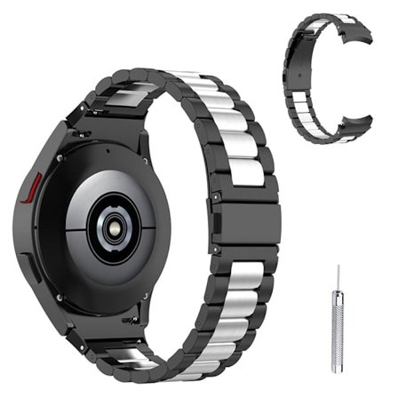 Klockarmband i rostfritt stål med 3 pärlor för Samsung Galaxy Watch 4 - Svart / Silver