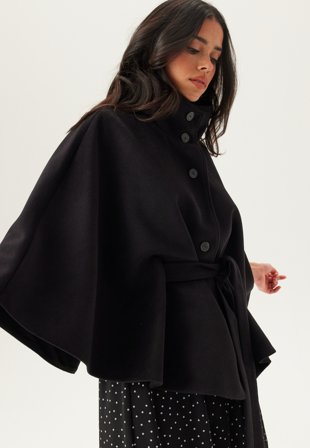 Bubbleroom - High Collar Cape - Black - Kläder