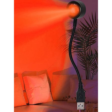 2 stk. Farverig solnedgang lys USB projektionslampe til live streaming baggrundsatmosfære