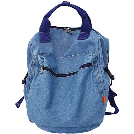 Canvas Rygsæk Let Rejse Dagrygsæk Student Rygsæk Laptop Rygsæk Denim Medium Håndtaske til Kvinder Blå (3)