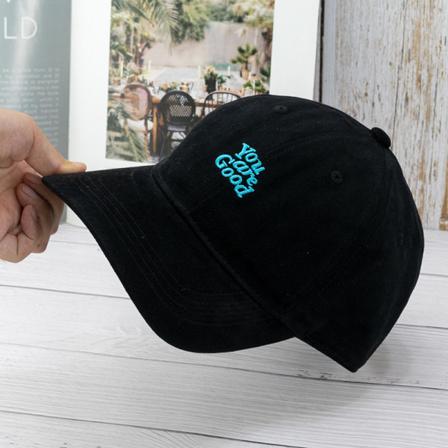INS Hat Kvinders Efterår og Vinter Koreansk Stil Børstet Bomuld Engelsk Broderi Blød Top Baseball Cap Black