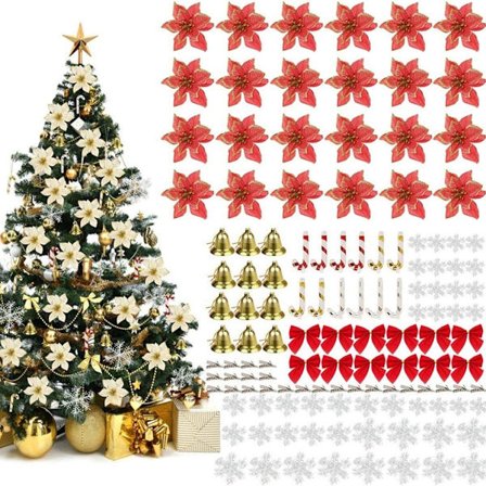 Juleblomst dekorationer 120 stk. Rød KLB