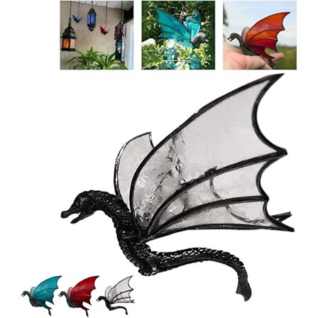 Drakhänge i målat glas, 2023 Ny Flygande Drake Målat Glas Fönsterhänge, Handgjort Hänge i Harts för Fönster, Ljusfångare