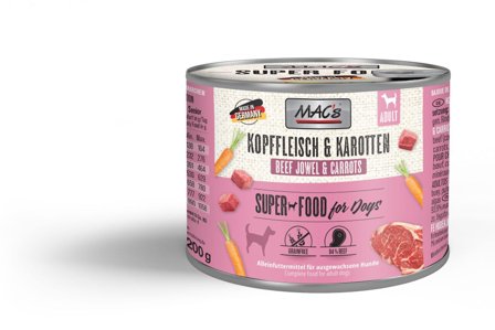 Mac's Super Food for Dogs Hodekjøtt og Gulrot Våtfôr 200g