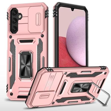 SKALO Samsung A14 4G/5G Armor hybridi metallirengas kameran liuk Pink gold