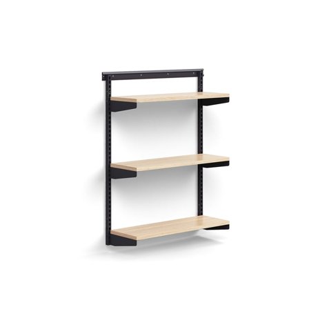 Wall shelving RELY, basic unit, laminate shelves, 1221x900x300 mm, anthracite/oak