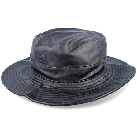 Kangol - Zwart bucket Hoed - Faux Leather Rev Black Bucket @ Hatstore