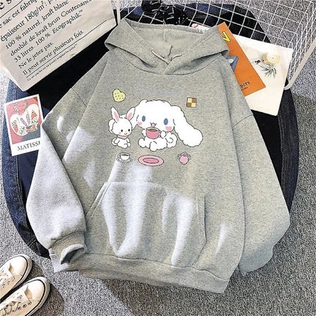 Sanrio Anime Cinnamoroll Kuromi My Melody Plysch Hoodies Kläder Pojke Flicka Baby Sweatshirts Tröjor Toppar Present 135-145CM