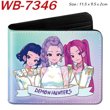 K-KPOP DEMON HUNTER plånbok i PU-läder, tvåfaldig, kort modell, populär och praktisk