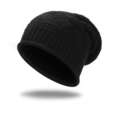 Varme strikhuer til efterår/vinter, buffet-huer i koreansk stil til mænd og kvinder, sort