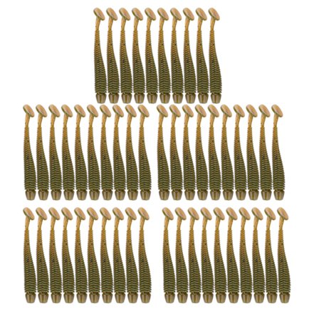 50 STK 5 cm Bløde Plastik Fiske Lokkemad T Hale Grub Orme Agn Fiskegrej Tilbehør Sort