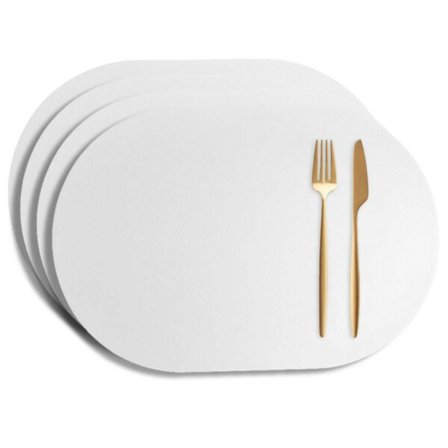 4-pakning Bordbrikke i kunstskinn Oval Hvit 43x30cm hvit