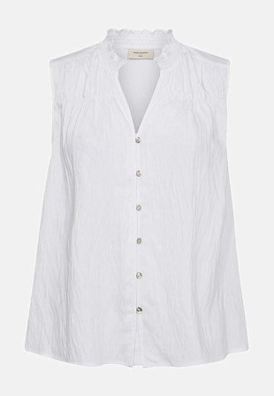 Freequent - Ärmlös blus med rynkdetaljer - vit - för damer - L (42) - Cellbes