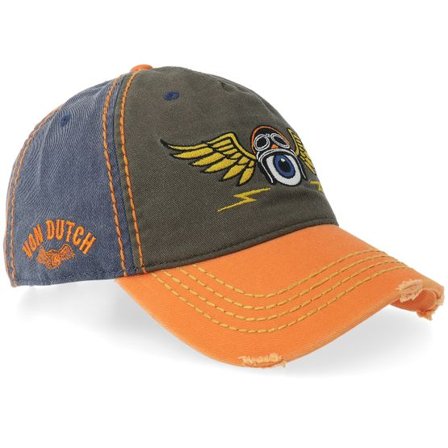 Von Dutch - Grön adjustable Keps - Distressed Retro Green/Blue/Orange A-frame Dad Cap @ Hatstore