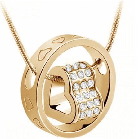 Halsband med ring med hjärta inuti, guldfärgad