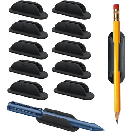 10-pakning med selvklebende penneholdere for skrivebord - Silikonpenneorganisatorsett med 15 oppgraderte klistremerker, fleksibel veggmontert 