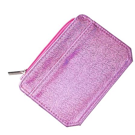 Delikat Dame PU Læder Mini Tegnebog Kreditkort Holder Taske Etui Møntpung (Pink)