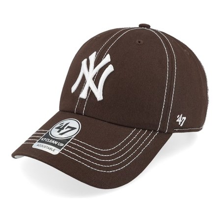 47 Brand - New York Yankees MLB Stitch 47 Clean Up Brown Dad Cap Unconstructed Brown Cap - MLB @ Hatstore