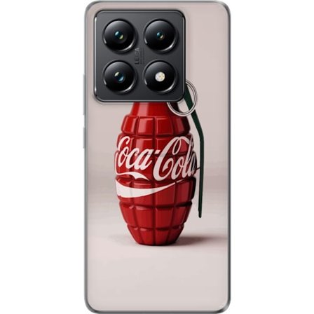 Kompatibelt Mobildeksel til Xiaomi Xiaomi 14T Kunstnerisk illustrasjon av Coca Cola granateple i rødt og grønt, pop art inspirert motiv med lekende