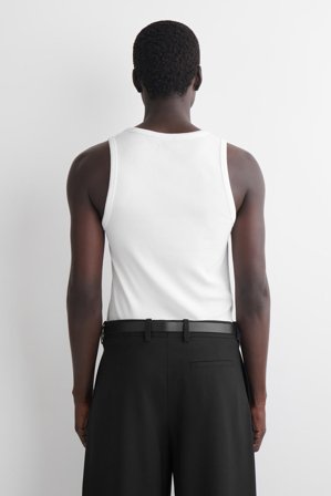 COS Men's Canotta Slim In Cotone A Coste in Bianco