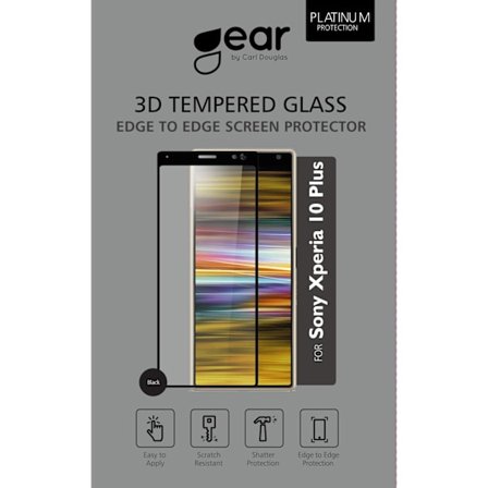 GEAR Härdat Glas Skärmskydd 3D Full Cover Black Sony Xperia 10 Plus
