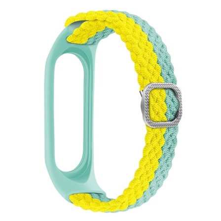 Xiaomi Mi Smart Band 6 / 5 / 4 nylonfärgad kontrast klockarmband - Cyan / Gul