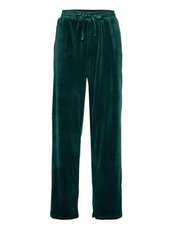 Vmathena Velvet H/W Pant Exp Bukser Med Lige Ben Grøn Vero Moda