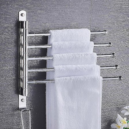 Roterbar stang håndkleholder, slagfri, rustfritt stål, veggmontert