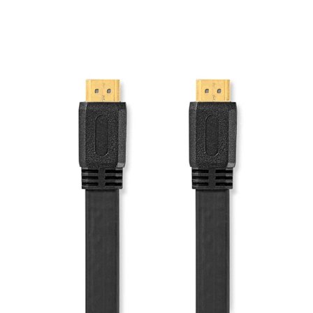 High Speed ​​HDMI kabel med Ethernet | HDMI Kontakt | HDMI Kontakt | 4K@30Hz | 10.2 Gbps | 2.00 m | Platt | PVC | Svart | Label
