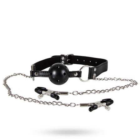 DIABOLIQUE BLACK - GAG MED BRYSTKLEMMER - Sexleker Vuxen: Bondage & Fetish