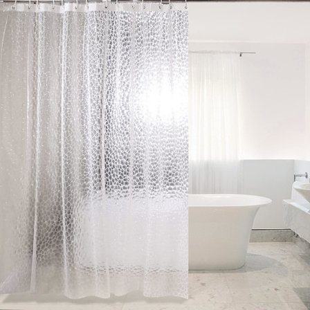 Dusjforheng, muggsikkert, 180 x 200 cm, halvtransparent badeforheng, EVA, vanntett, vaskbart, 3D-badeforheng med 12 ringer, baderomsforheng, PVC-fritt