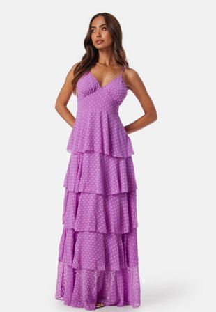 VILA Viika V-Neck maxi flounce dress Dewberry Klær