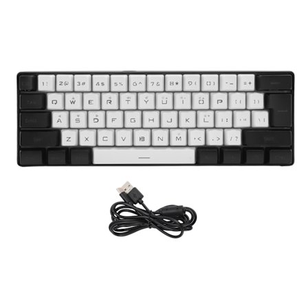 Gaming tastatur USB 61 taster RGB baggrundsbelyst ergonomisk kontrastfarve ABS keycaps kablet tastatur til stationær bærbar rejse hvid sort