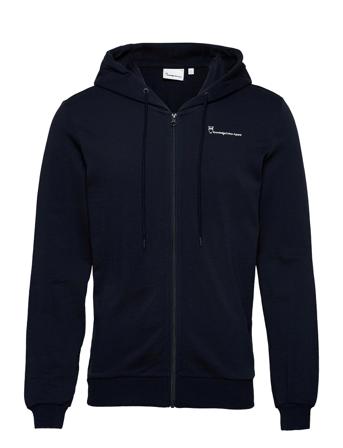 Basic Knowledge Hood Zip Sweat - Go Hoodie Blå Knowledge Cotton Apparel