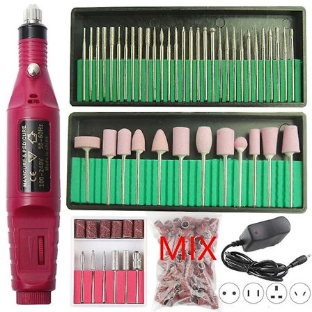 Professionell elektrisk nagelborrmaskin Pedikyr Manikyr Borr Set Fräsmaskiner Set Nagel Fil 20000RPM Poleringsutrustning(röd set)