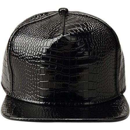 Män Kvinnor PU Läder Hip-Hop Flat Bill Snapback Hat Krokodil Ba